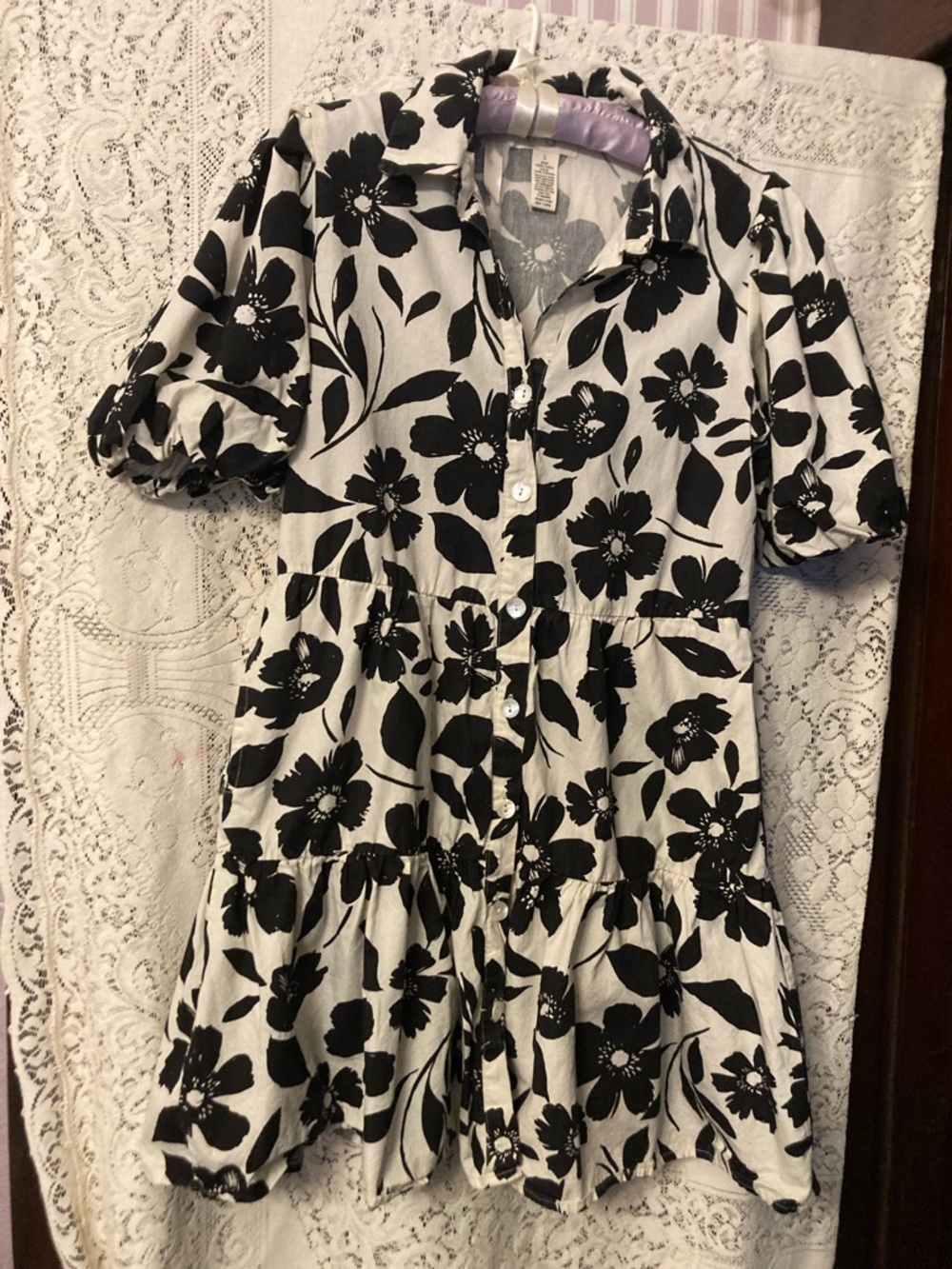 JESSICA SIMPSON Black and Cream Tiered Dress (L)